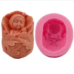 3D Sleeping Baby wrapped in leaf silicone mould