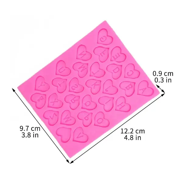 Heart Shaped Alphabet Upper case Silicone Mould Style