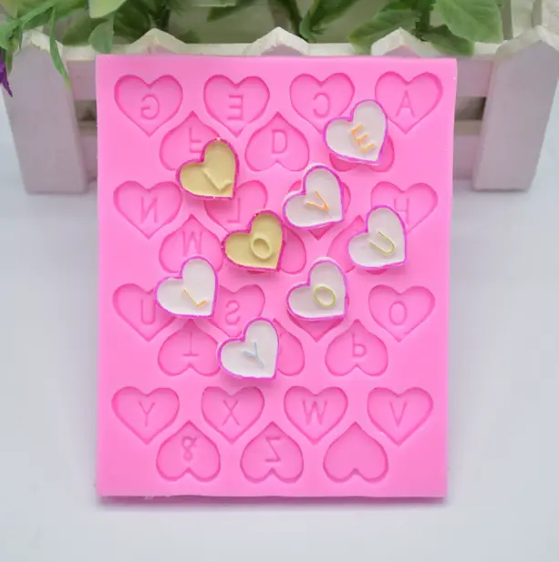 Heart Shaped Alphabet Upper case Silicone Mould Style