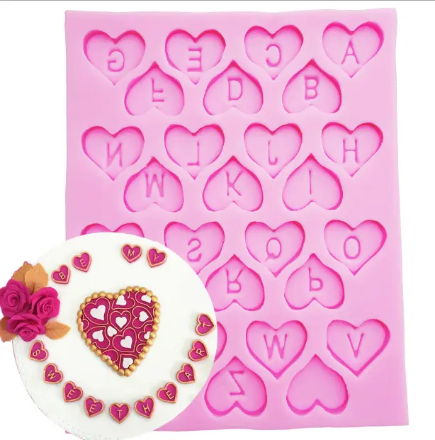 Heart Shaped Alphabet Upper case Silicone Mould Style