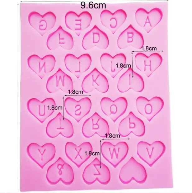 Heart Shaped Alphabet Upper case Silicone Mould Style