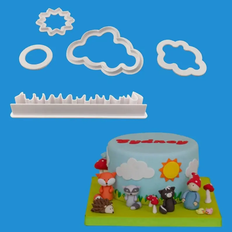 5 Pcs Sun Grass Cloud Fondant Cookie Cutter set