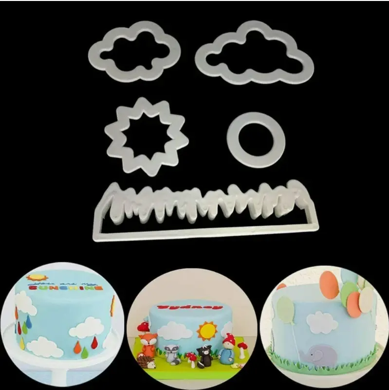 5 Pcs Sun Grass Cloud Fondant Cookie Cutter set