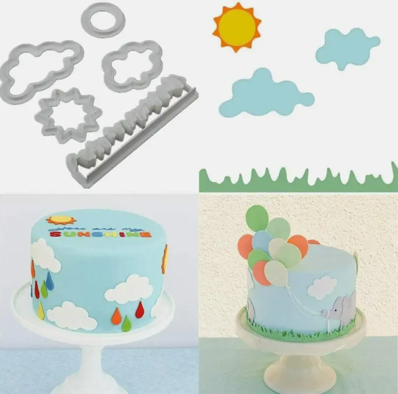 5 Pcs Sun Grass Cloud Fondant Cookie Cutter set
