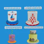 4 pcs Flame Waves Icicle Grass Fire Fondant Cutter set