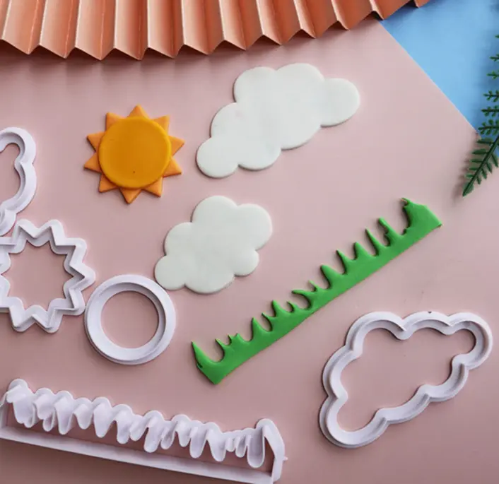 5 Pcs Sun Grass Cloud Fondant Cookie Cutter set