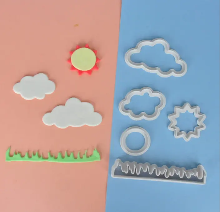 5 Pcs Sun Grass Cloud Fondant Cookie Cutter set