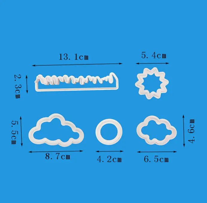 5 Pcs Sun Grass Cloud Fondant Cookie Cutter set