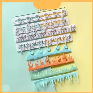 4 pcs Flame Waves Icicle Grass Fire Fondant Cutter set