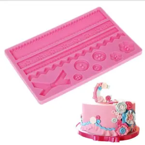 Bow Ribbon button Border theme Silicone Mould