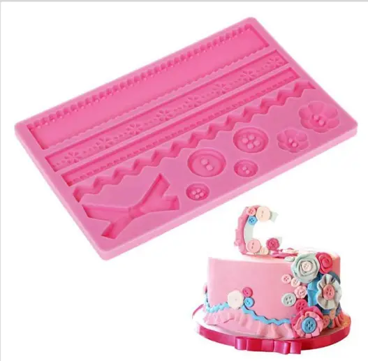 Bow Ribbon button Border theme Silicone Mould