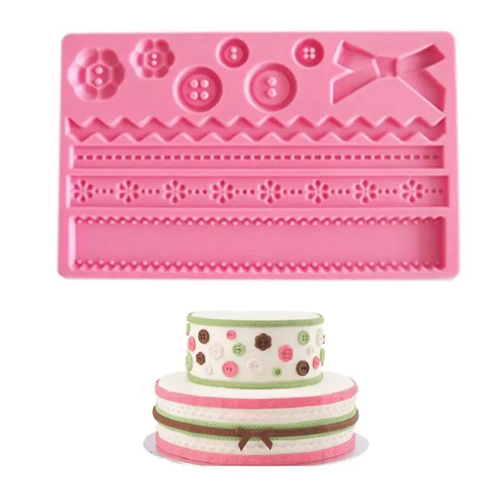 Bow Ribbon button Border theme Silicone Mould