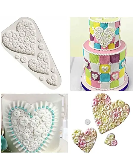 Heart Shaped Button theme Silicone Mould