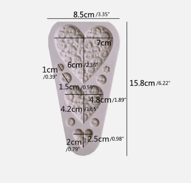 Heart Shaped Button theme Silicone Mould