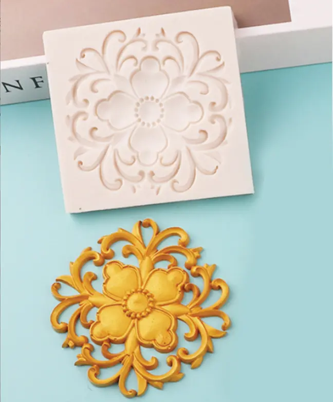 Baroque Flower Medallion silicone Mould