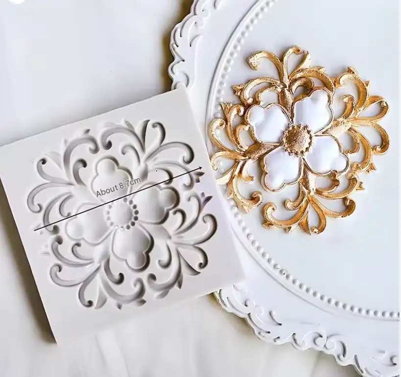 Baroque Flower Medallion silicone Mould