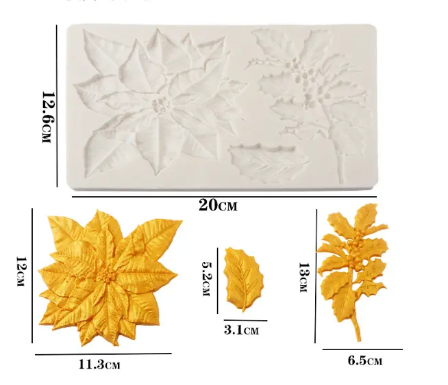 Large Poinsettia flower Leaf silicone mould
