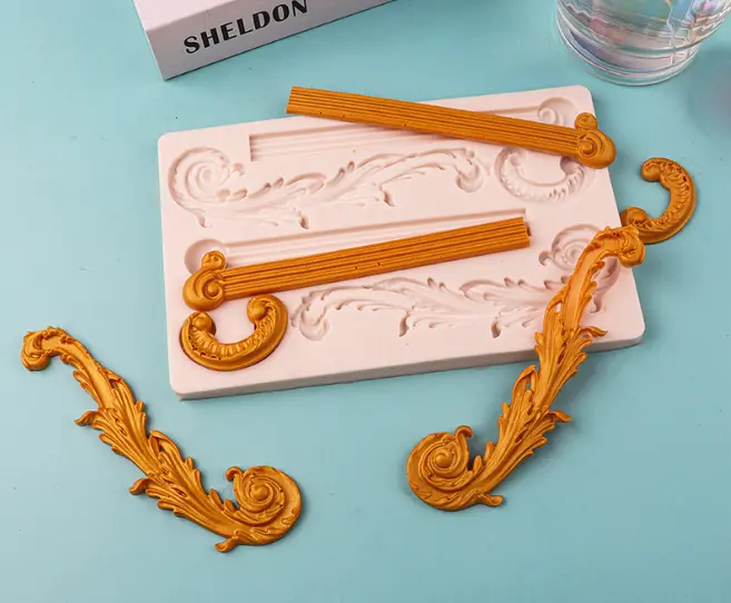 Greek pillar baroque scroll silicone Mould