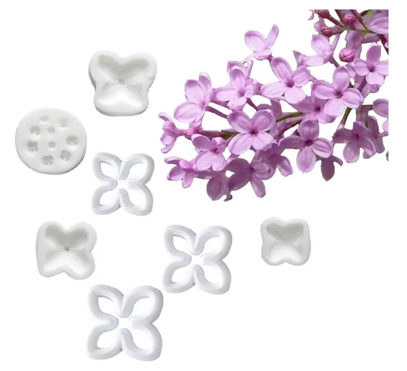 7 Pcs Lilac Flower Silicone Molds + Plastic Mould set