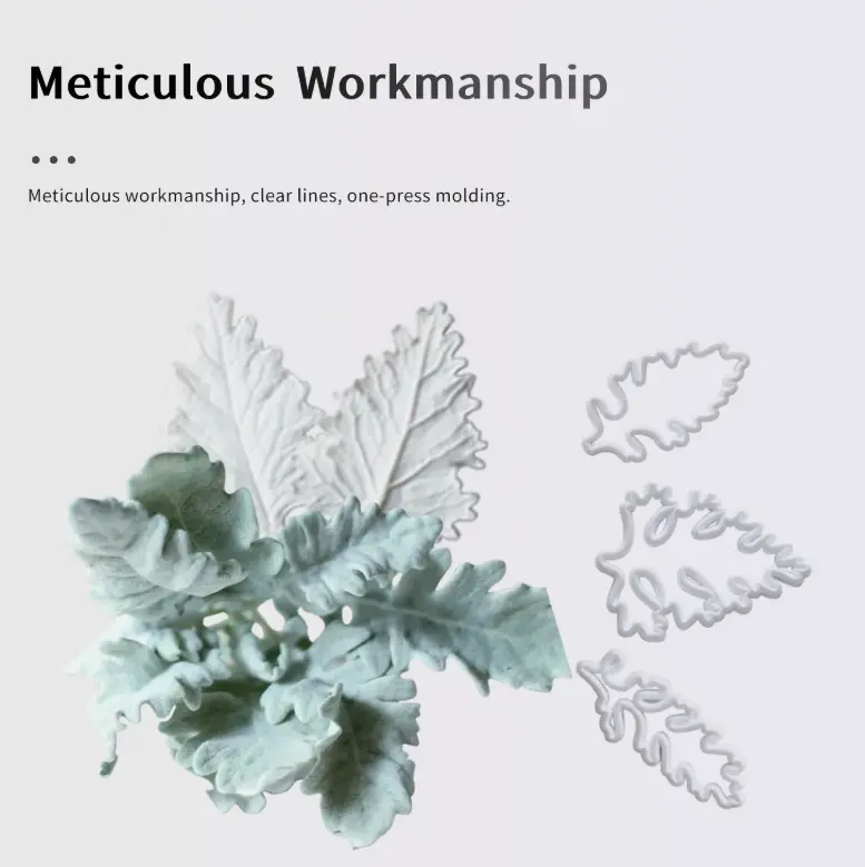 9 pcs Senecio Cineraria Dusty Miller foliage Leaf cutter and Mould set