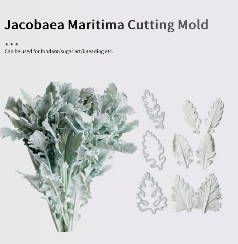 9 pcs Senecio Cineraria Dusty Miller foliage Leaf cutter and Mould set