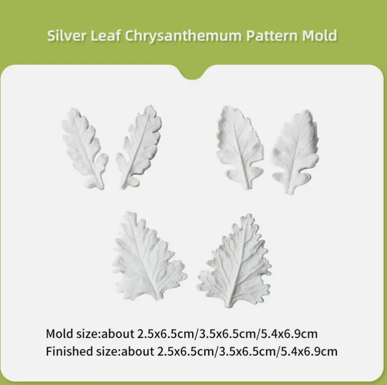 9 pcs Senecio Cineraria Dusty Miller foliage Leaf cutter and Mould set