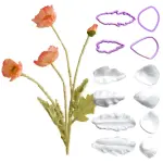 Poppy Flower Cutters and leaf veiner mould set (4 pcs cutter and 8 pcs veiner )