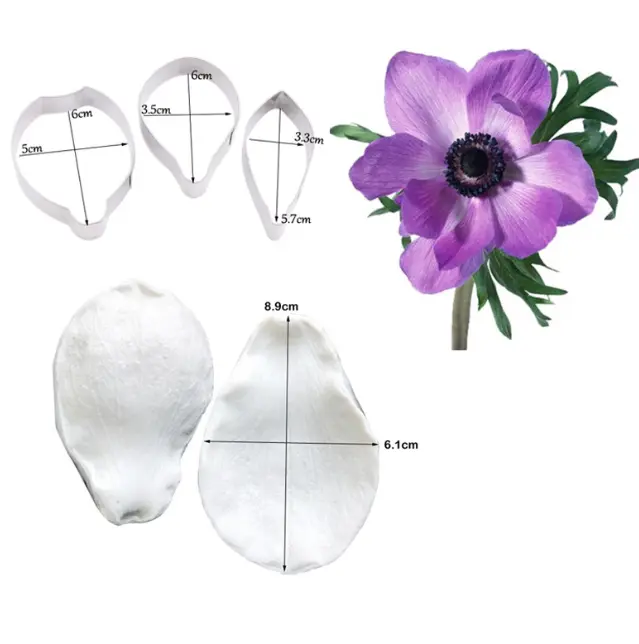 Clematis Cutter & Veiners Set ( 3 pcs cutter and 2 pcs petal veiner )