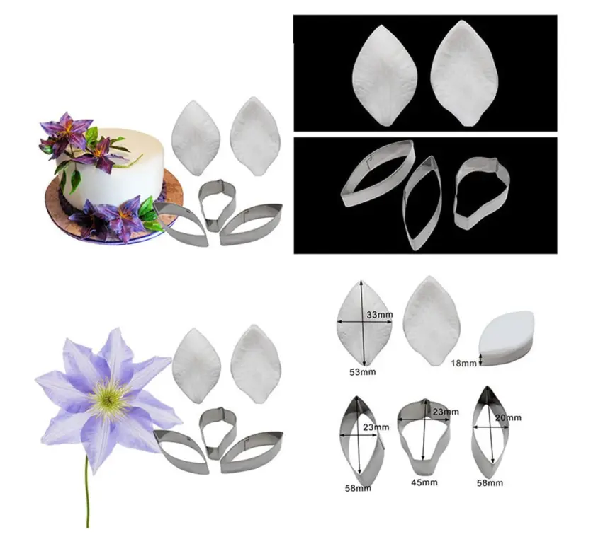 Clematis Cutter & Veiners Set ( 3 pcs cutter and 2 pcs petal veiner )