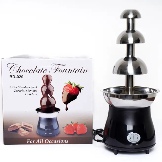 Fountain for Party Stainless Steel Melting Heating Machine Pot for Cheese,Chocolate Fondue 1 Lts 3 Tier Melt Dipping Machine Warmer