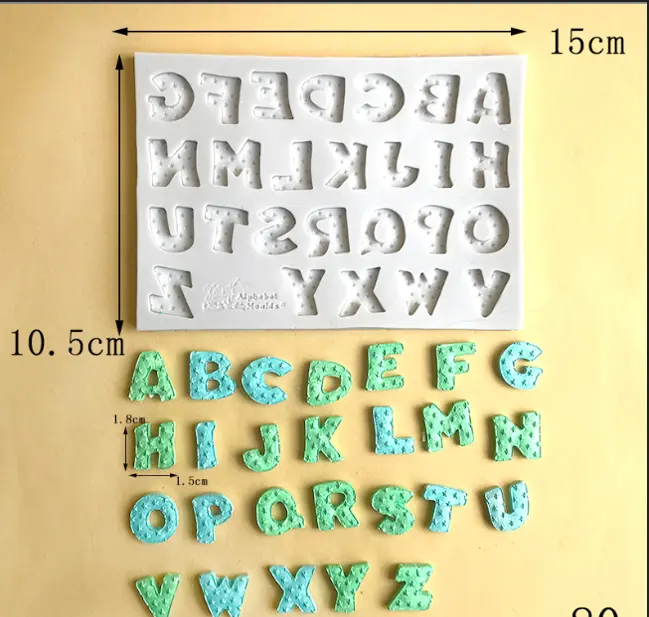 Alphabet Upper case Star texture Silicone Mould Style 6