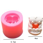 3D sweet Heart Couple Teddy Bear Holding heart silicone mould