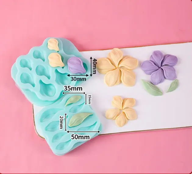 3D Tulip flower and leaf silicone mould set (2 pcs)