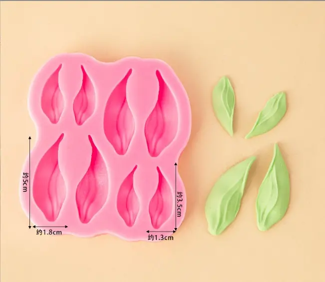 3D Tulip flower and leaf silicone mould set (2 pcs)