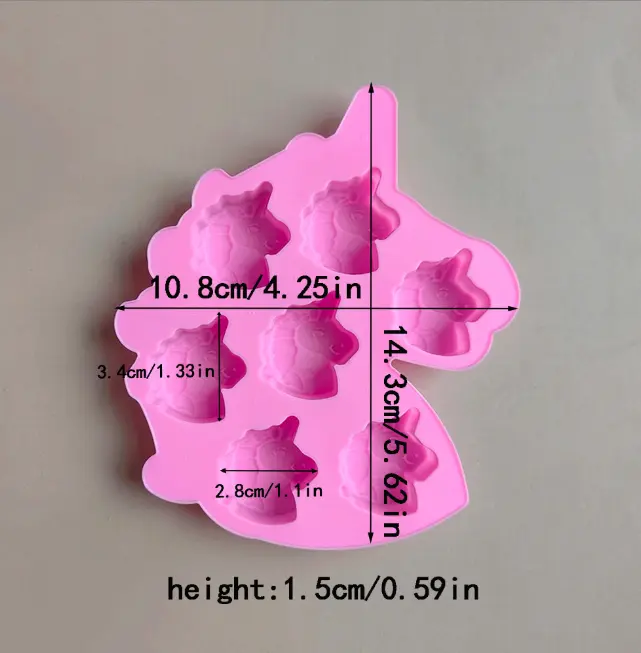 7 Cavity 3D Unicorn face silicone mould