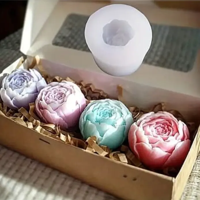 3D Peony Rose Flower silicone mould style 4