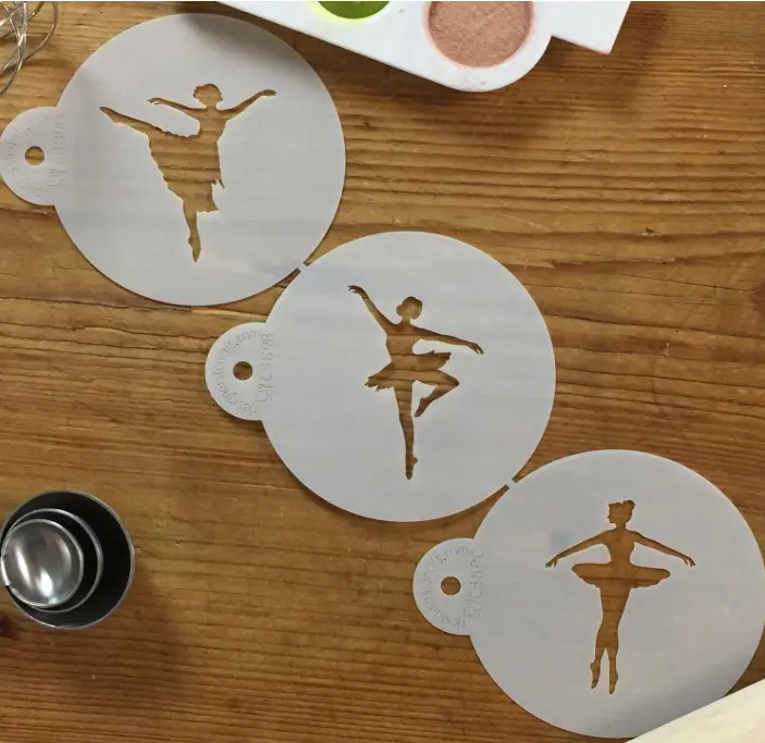3 pcs Ballet Dancing Girl Decoration icing Stencils set