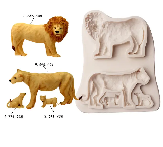 Lion and lioness Jungle animal silicone mould