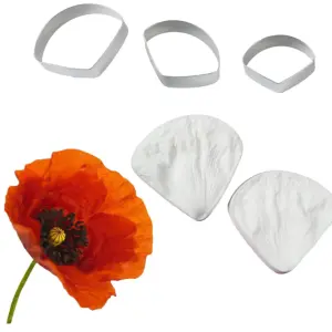 5 Pcs Poppy Petals veiner Mold Plus Cutters Set