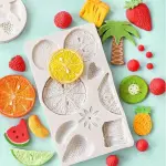 Realistic Full-Size Fruit 3D Strawberry Lemon Kiwi Tangerine Slice Silicone Mould