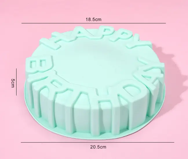 1 Happy Birthday Baking Pan Round Mousse Silicone Mold DIY Cake Baking Tray Tools