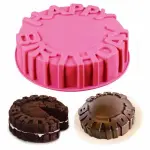 1 Happy Birthday Baking Pan Round Mousse Silicone Mold DIY Cake Baking Tray Tools