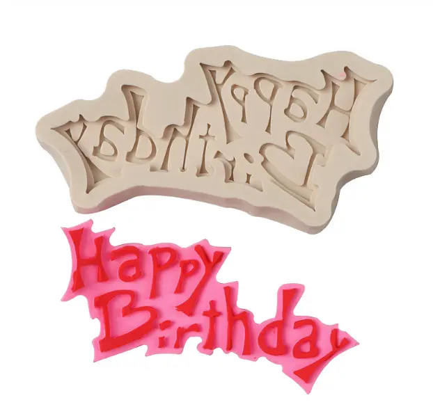 happy Birthday silicone fondant mould Style 4