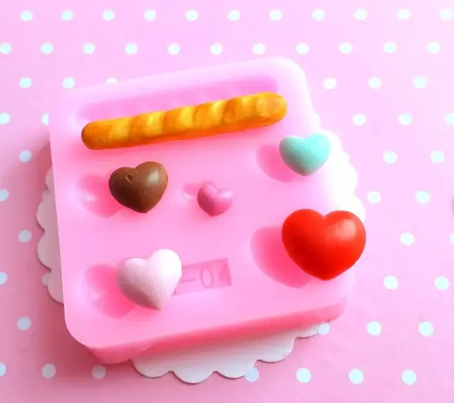 Miniature Hearts and Bread Silicone Mould