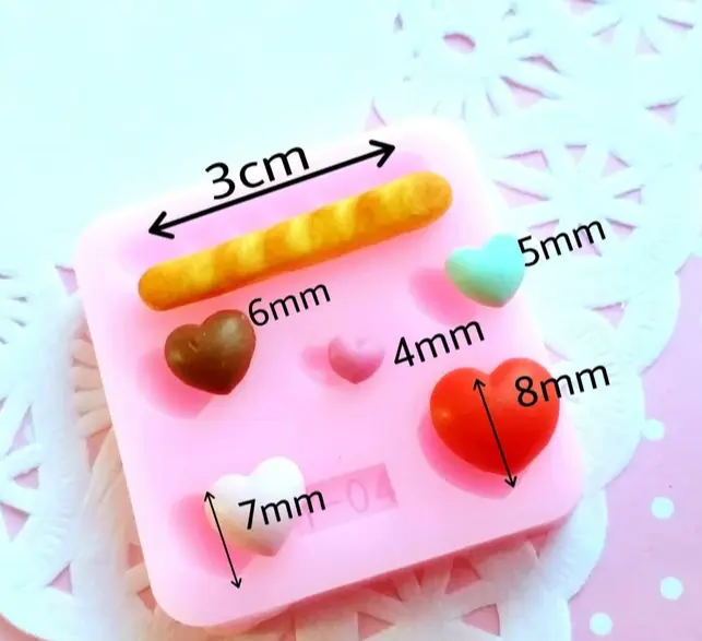 Miniature Hearts and Bread Silicone Mould