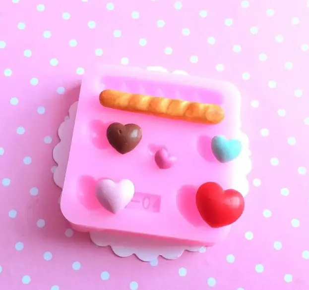 Miniature Hearts and Bread Silicone Mould