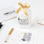 White and Gold Christmas Loaf / Candy / cookies Bags with attached Drawstrings (1 PACK = 10 BAGS) STYLE 15