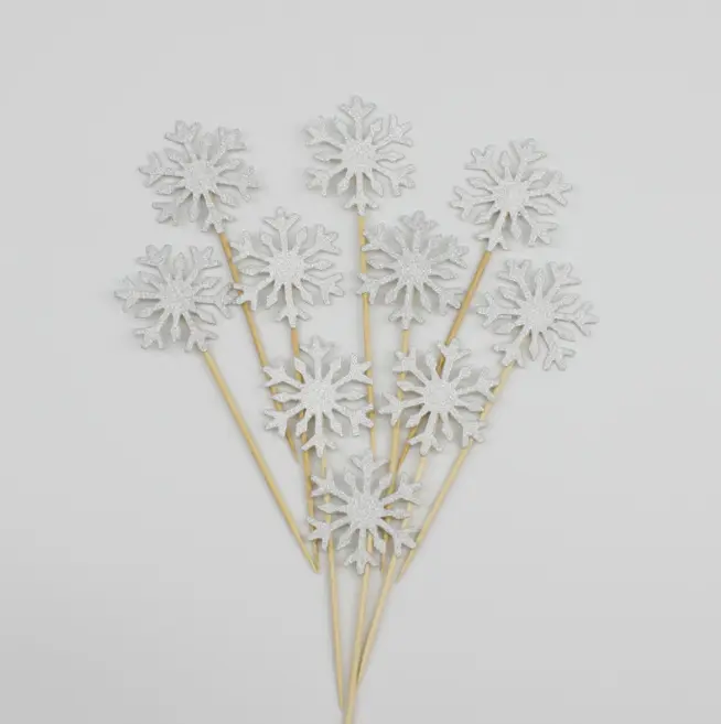 10 pcs Silver Snowflake Topper set