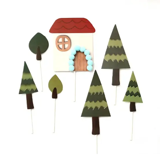 7pcs Christmas House theme cake Cupcake topper set style 21