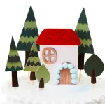 7pcs Christmas House theme cake Cupcake topper set style 21